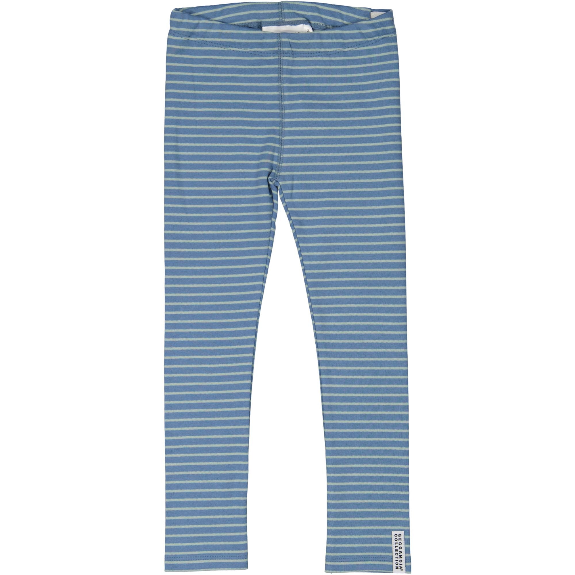 Leggings i bomull blå/grønnstripete