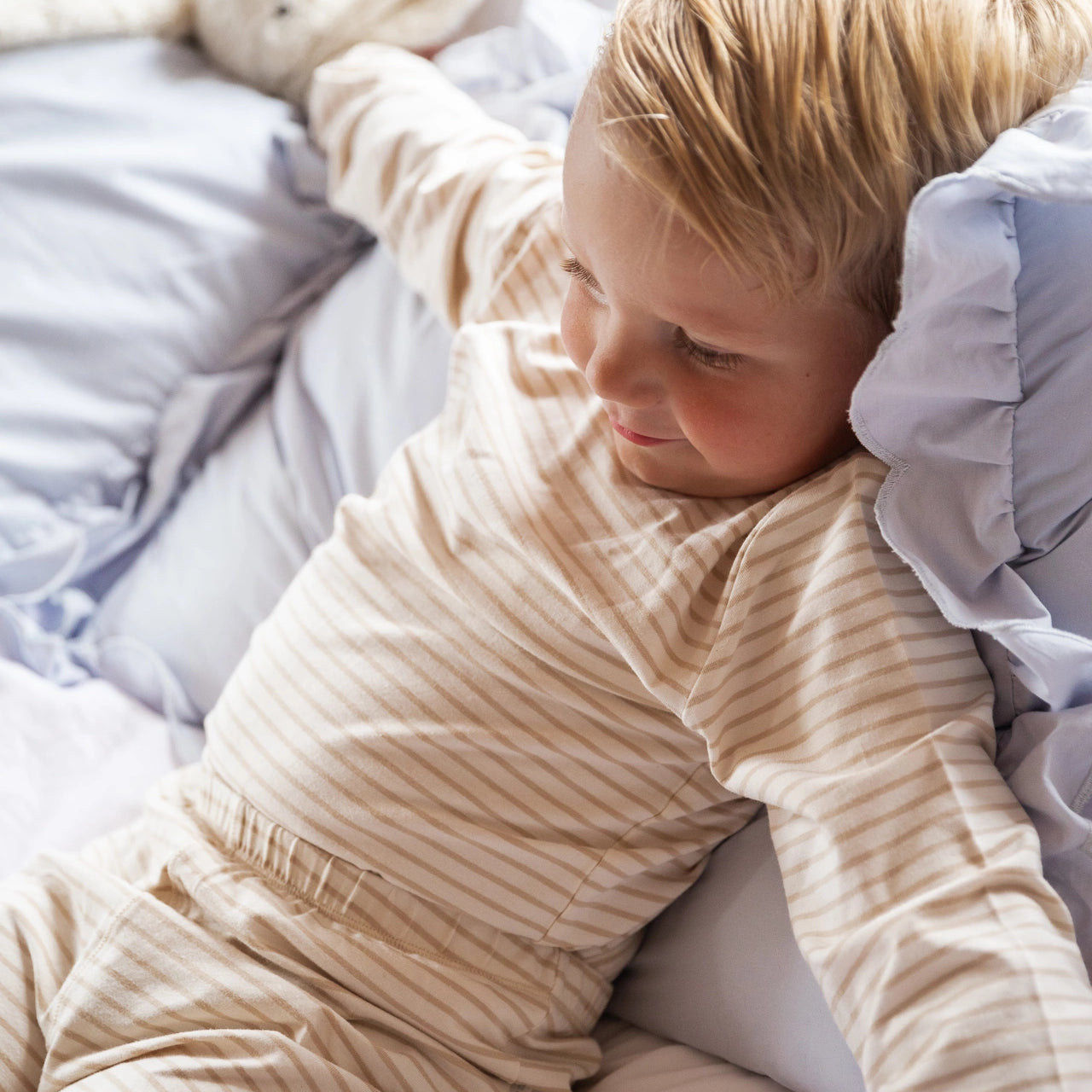 Tvådelad Pyjamas Bambu Classic Vit/Beige