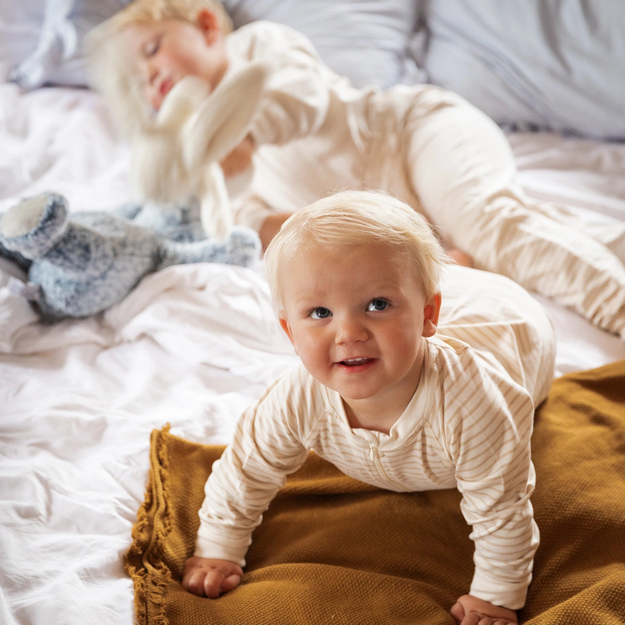 Tvåvägs-zip Pyjamas Bambu Classic Vit/Beige