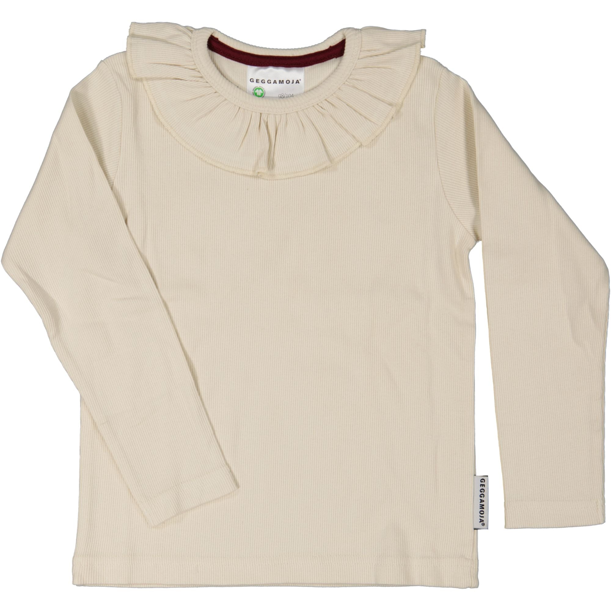 Sweater with ruffle collar Beige Geggamoja