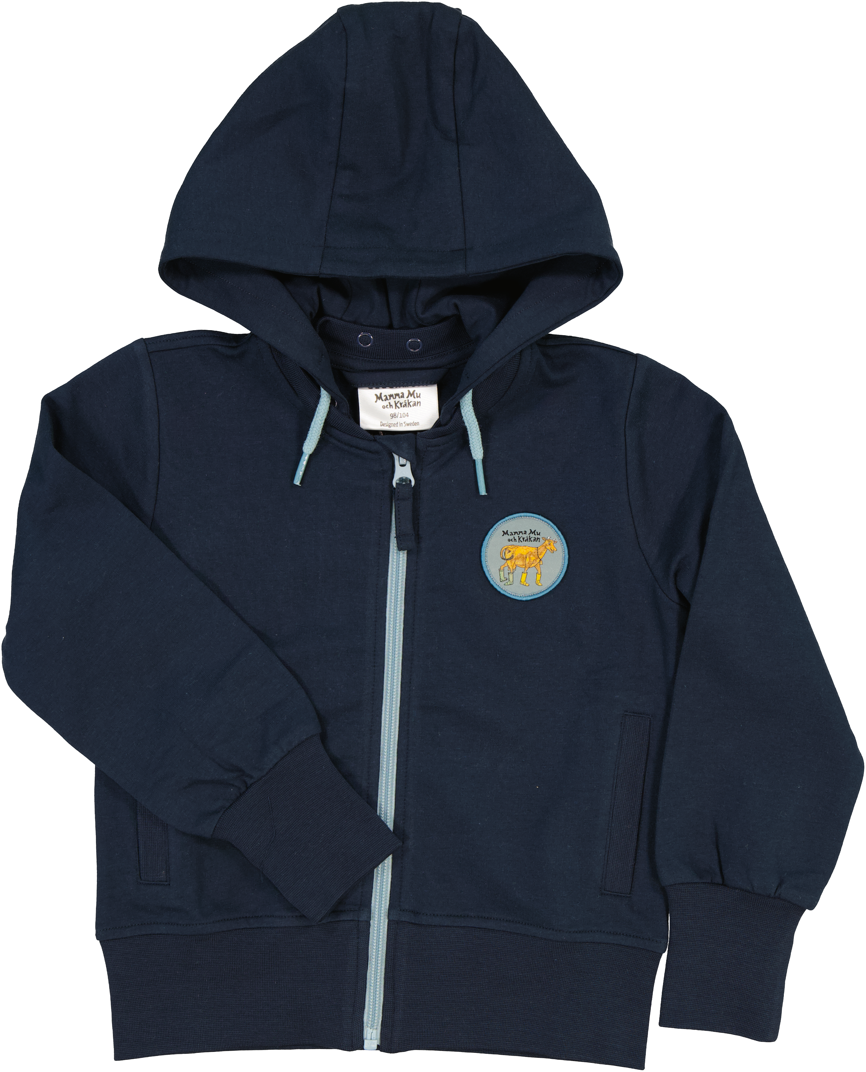 Hoodie Mamma Mu und Kråkan Blauer Patch