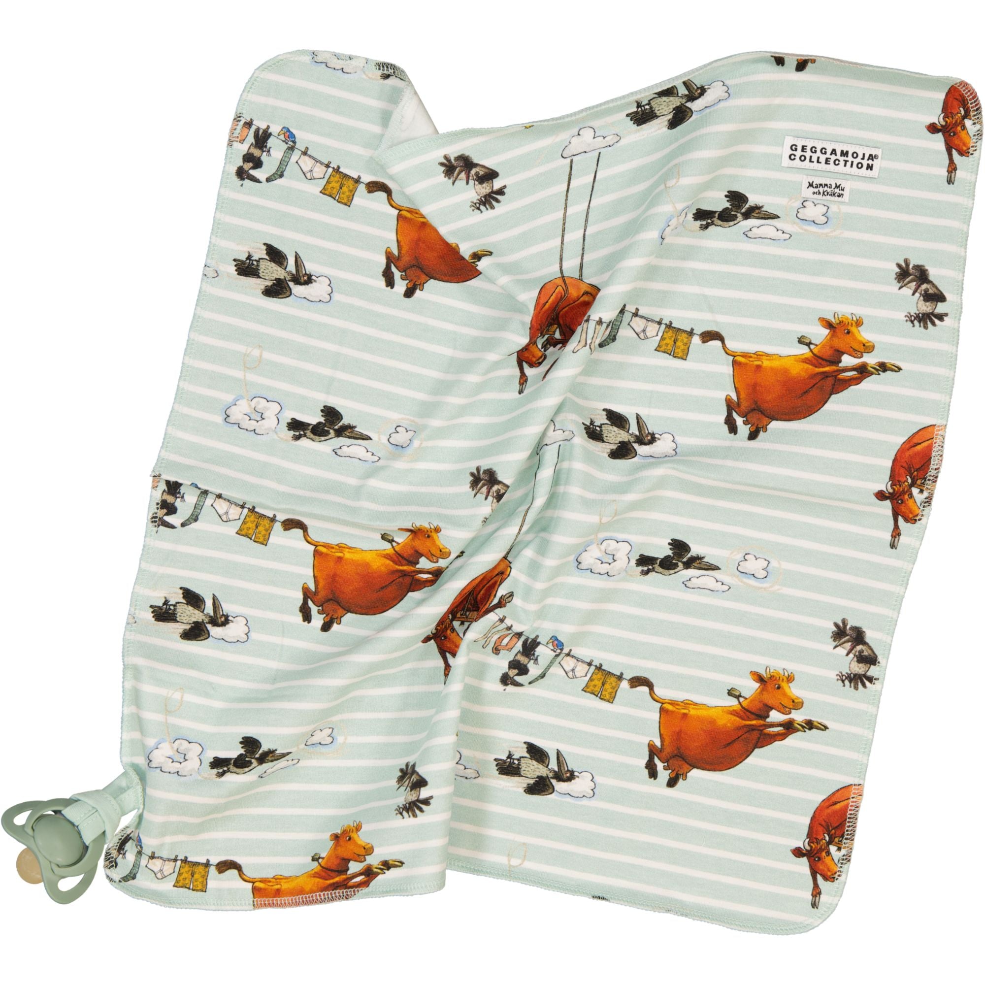 Schnuffeltuch Mamma Mu und Kråkan Mint/Weiß
