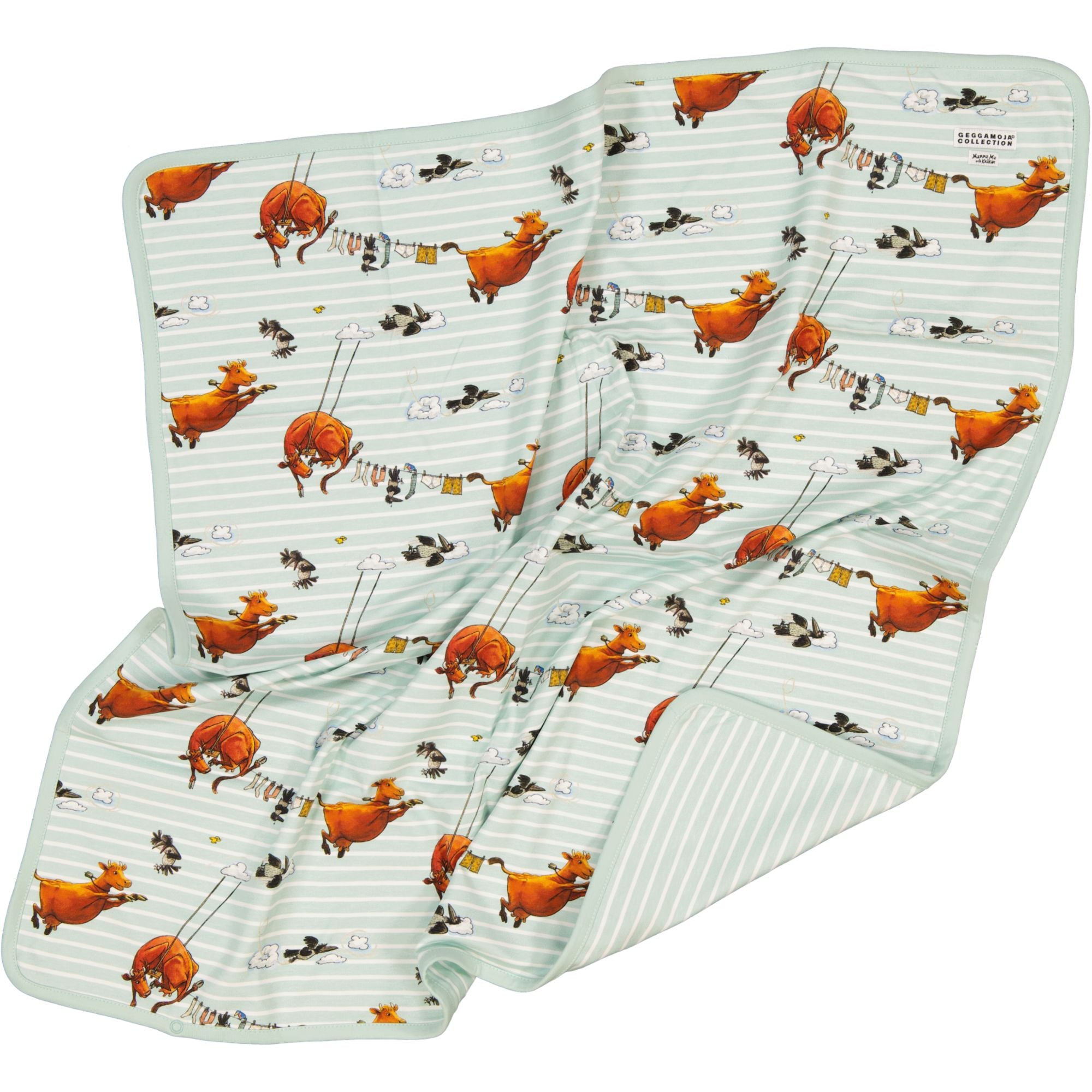 Babydecke Mamma Mu und Kråkan Mint/Weiß