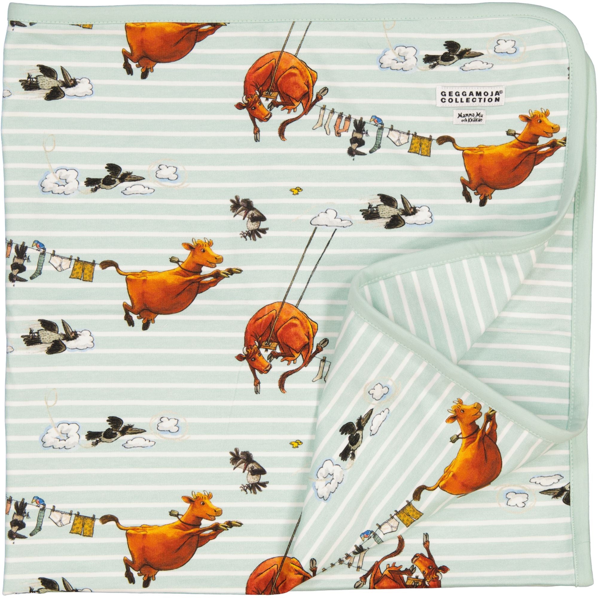 Babydecke Mamma Mu und Kråkan Mint/Weiß