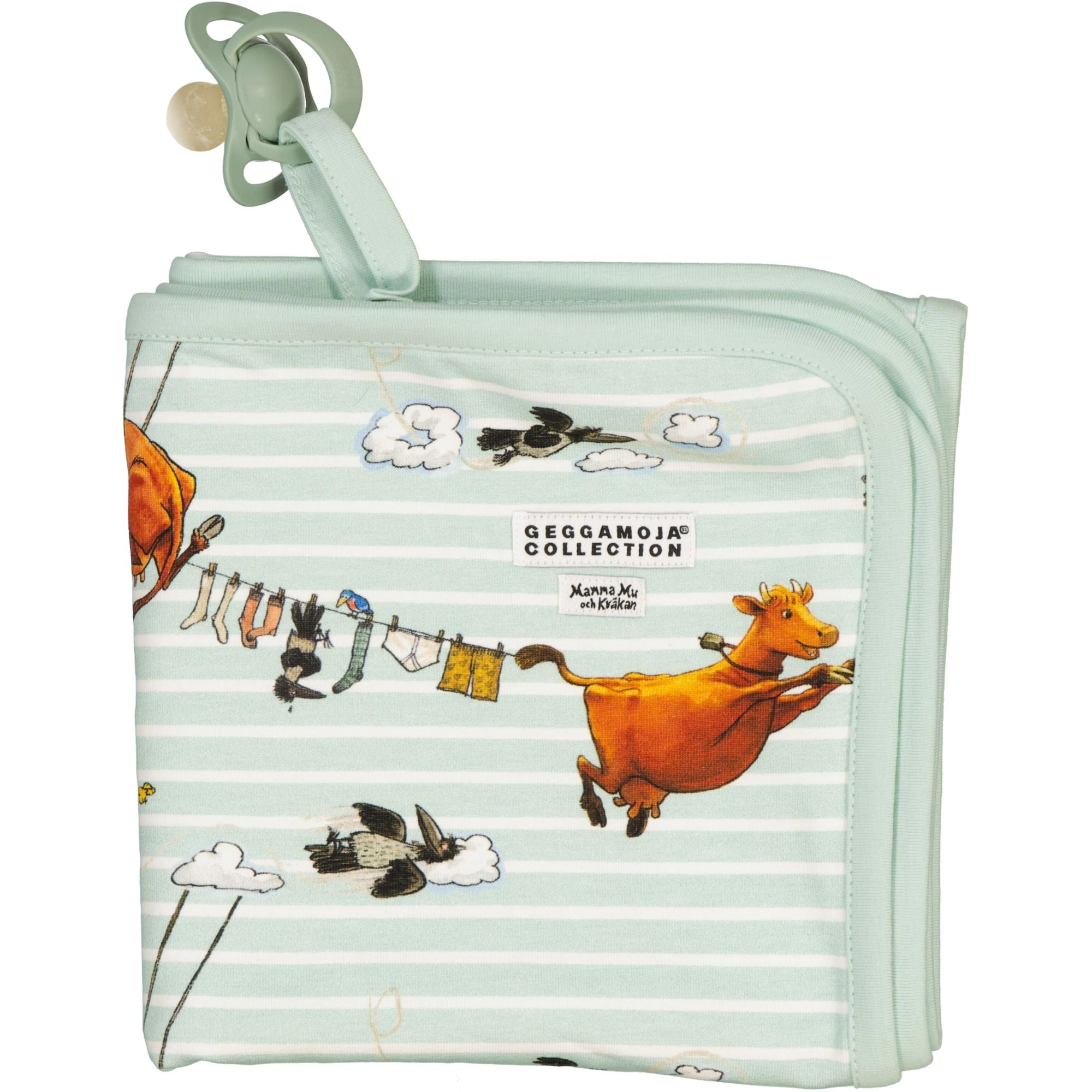 Babydecke Mamma Mu und Kråkan Mint/Weiß