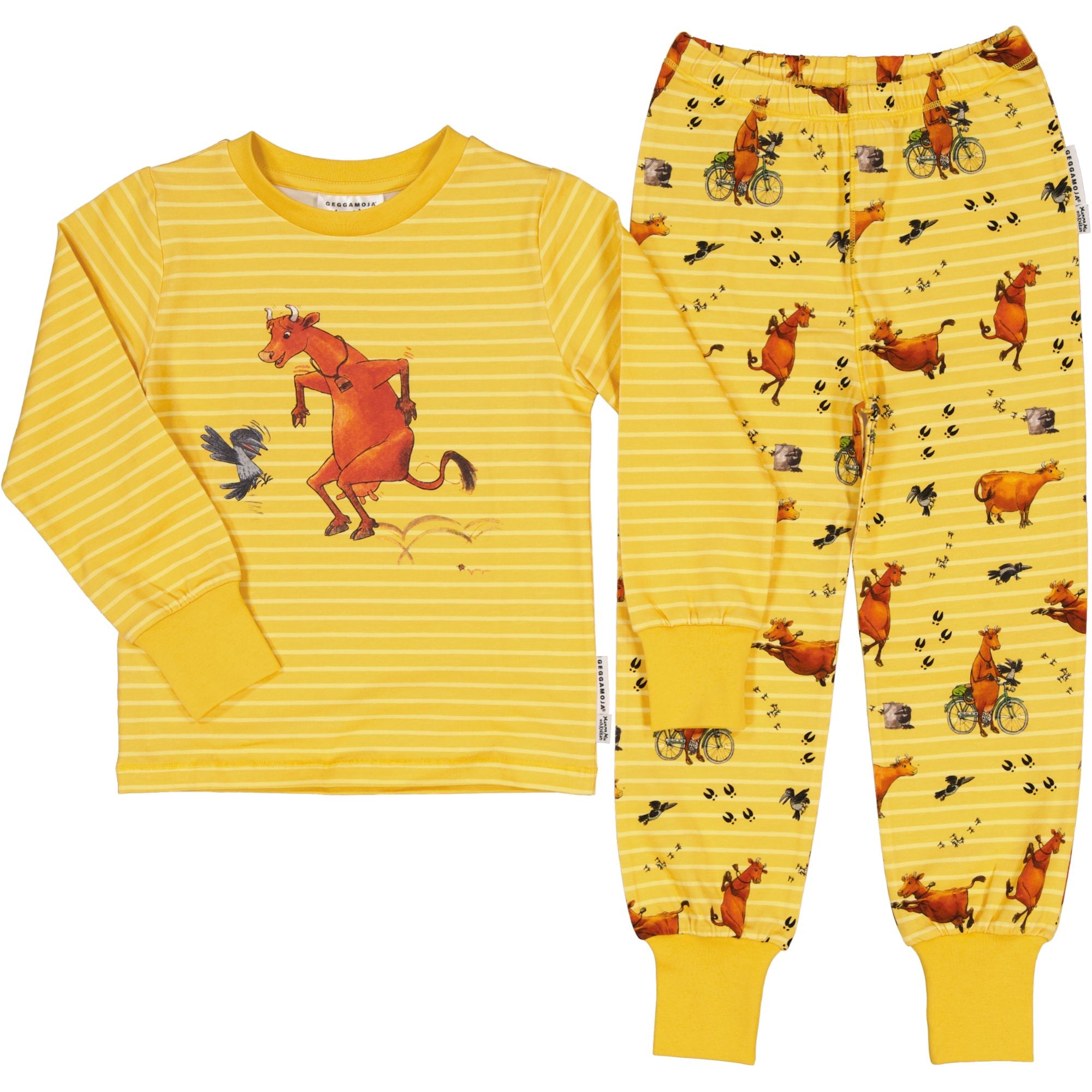 Two-piece Pajamas Mamma Mu and the Crow Yellow/White Geggamoja