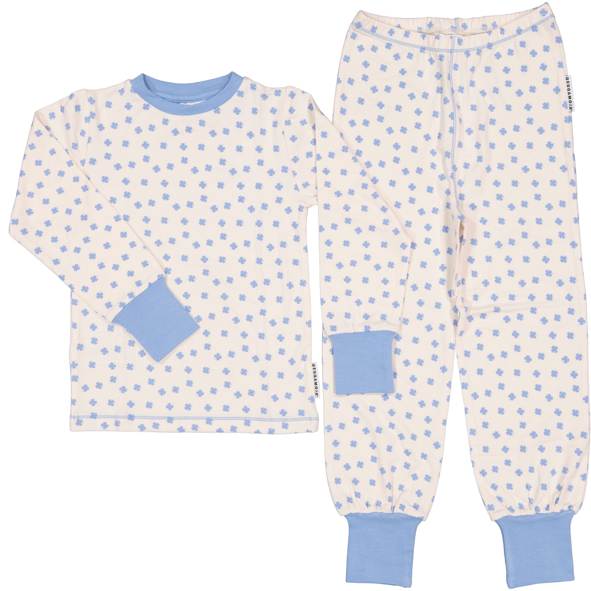 Zweiteiliger Pyjama Bambus Klee Blau