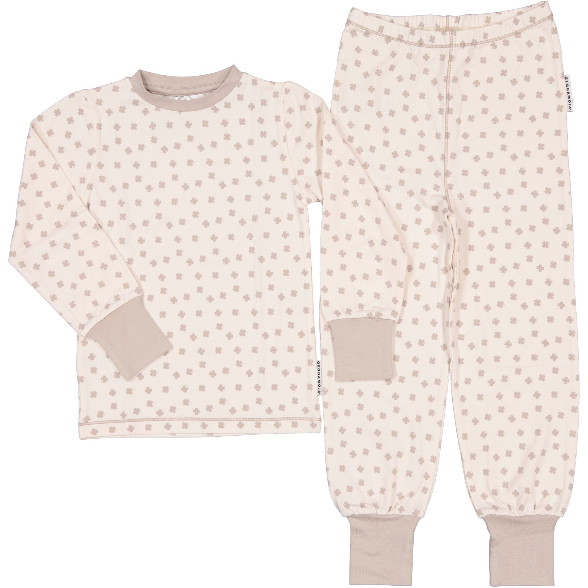 Zweiteiliger Pyjama Bambus Kleeblatt Beige