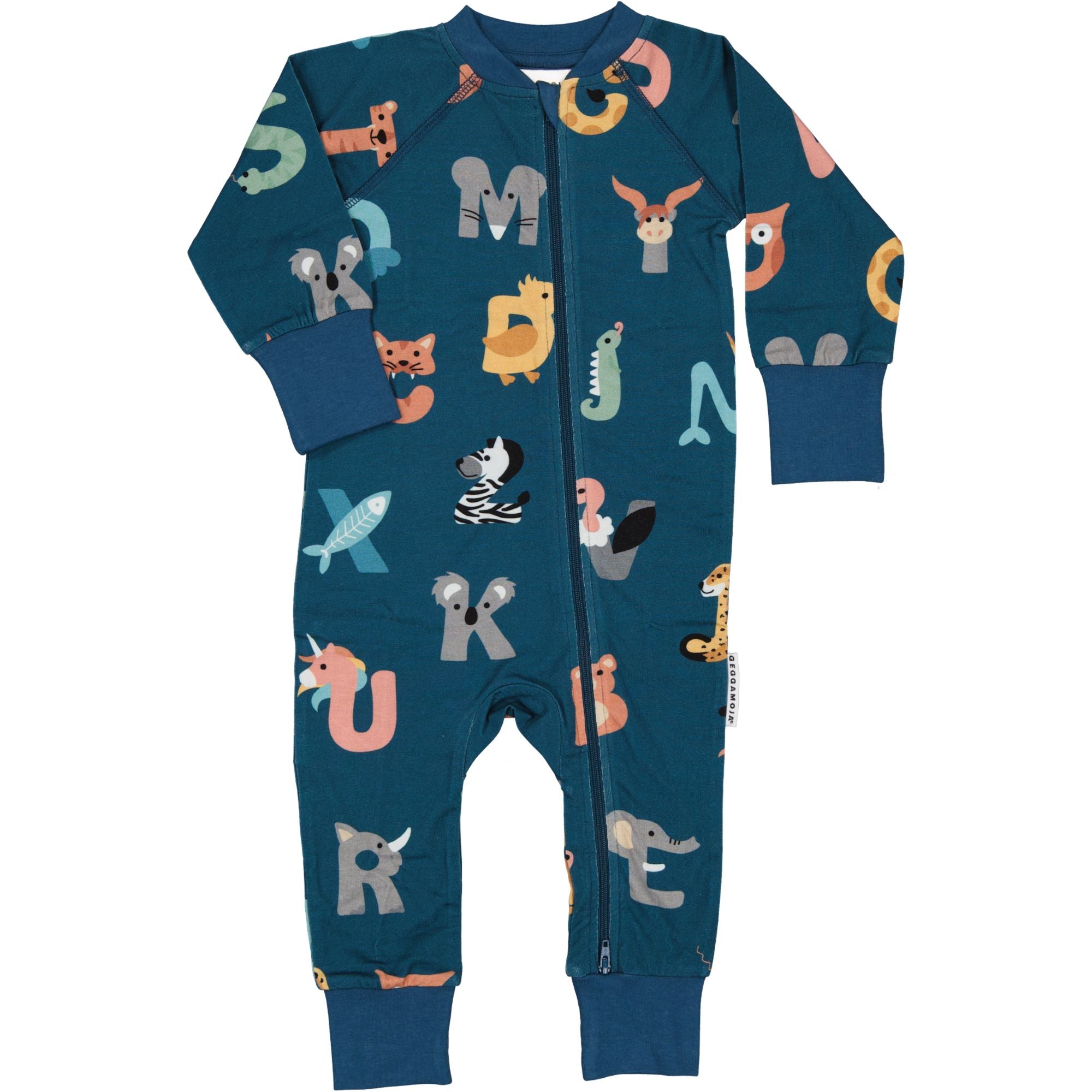 Bambus Pyjama Tierbuchstaben Blau