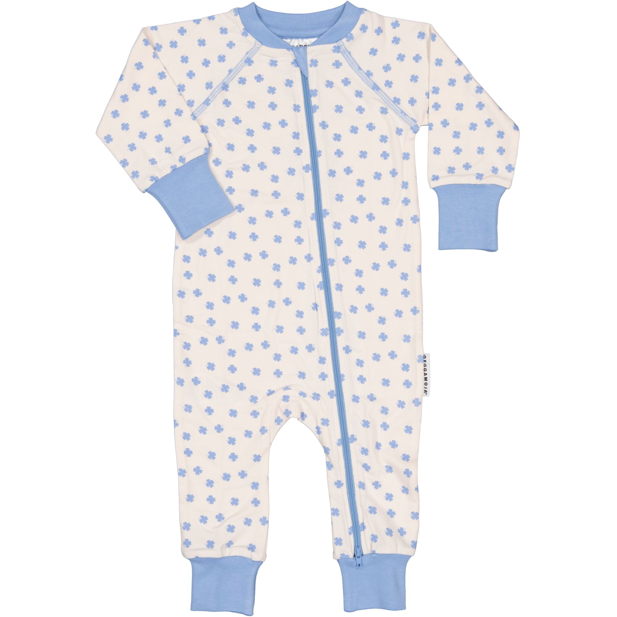 Bambus Pyjama Blauer Klee mit Zwei-Wege-Reißverschluss