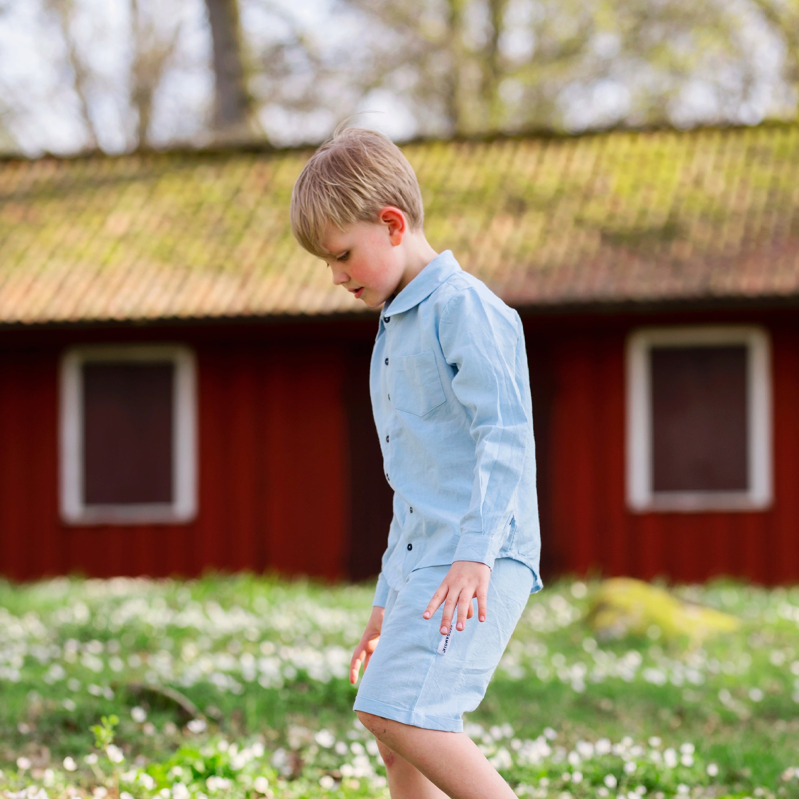 Linneskjorte Langermet Lyseblå