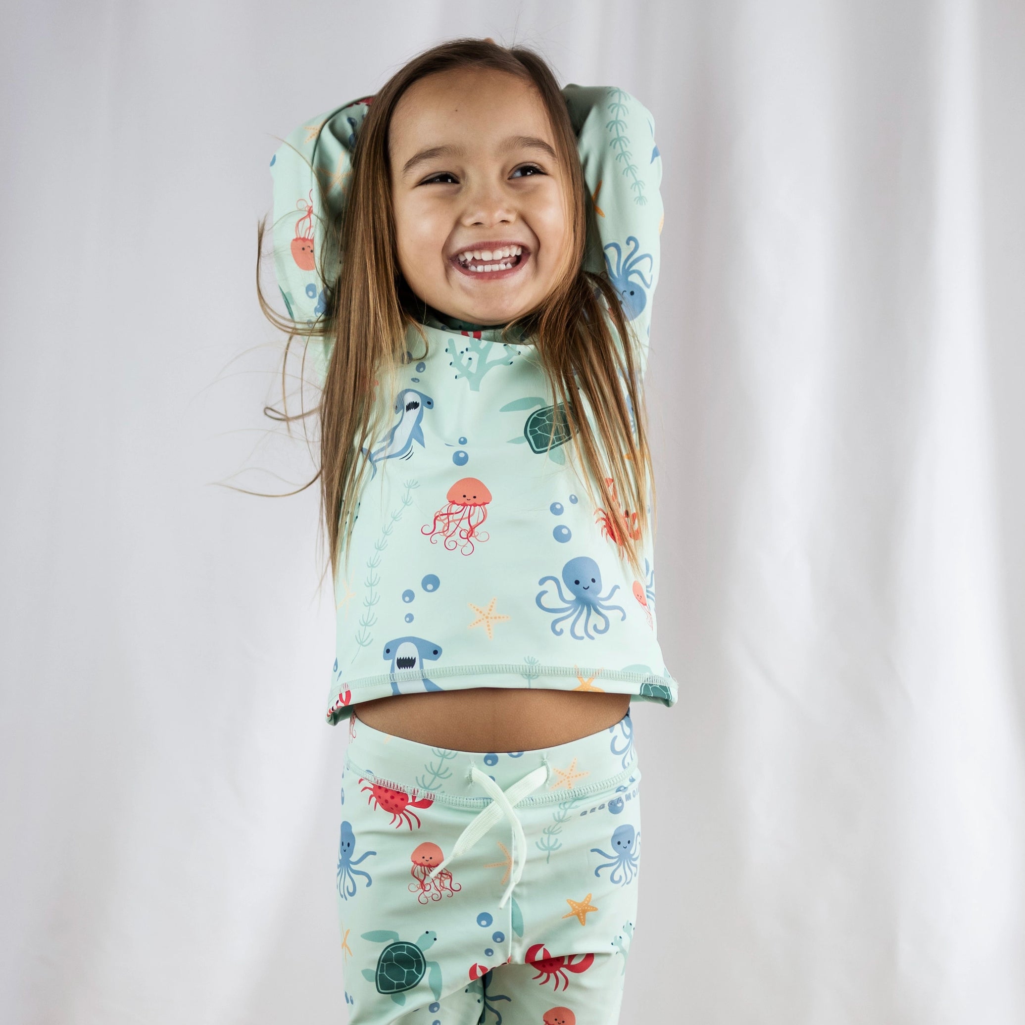 UV-Shirt langarm Meerestiere Blau