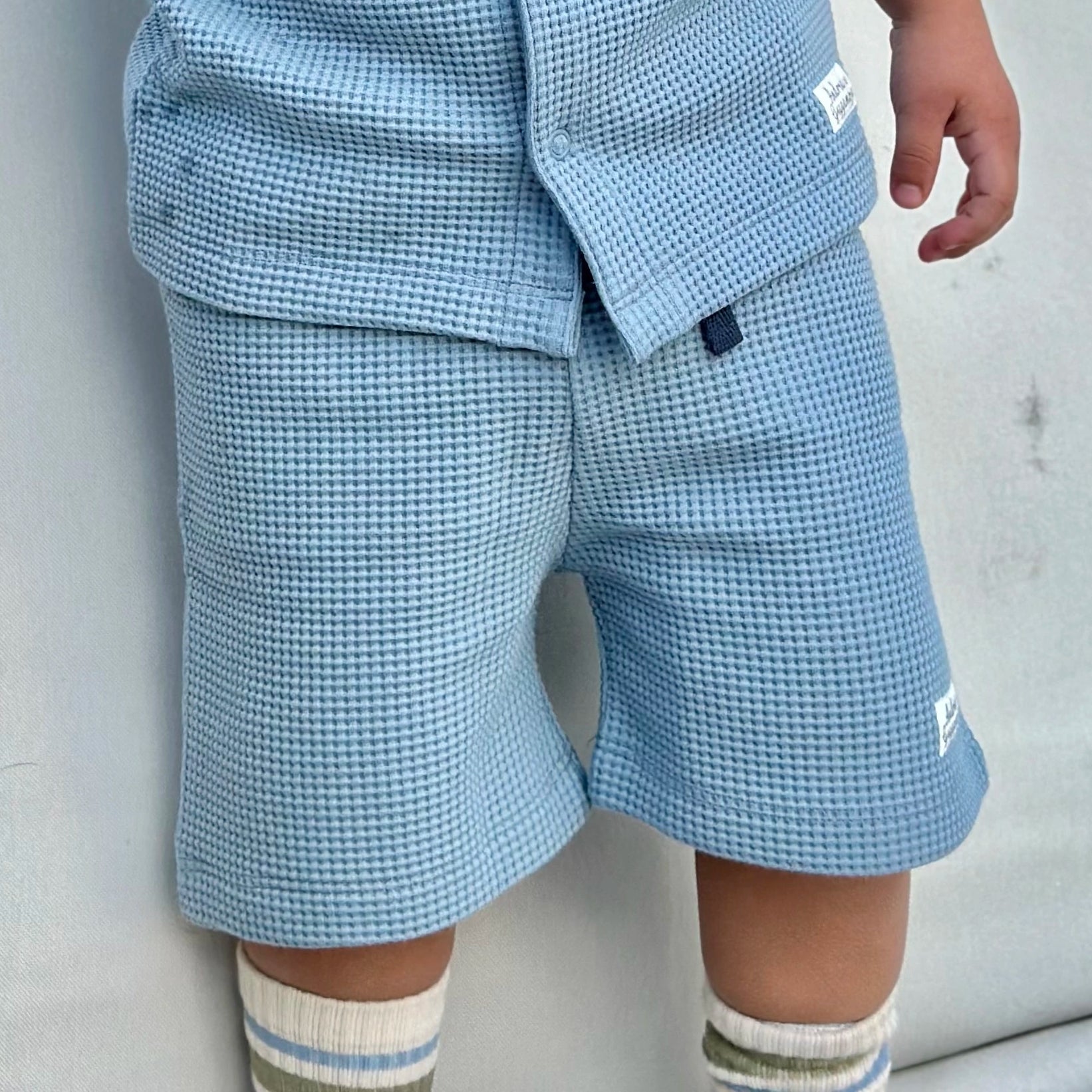 Shorts Vaffel Støvet Blå
