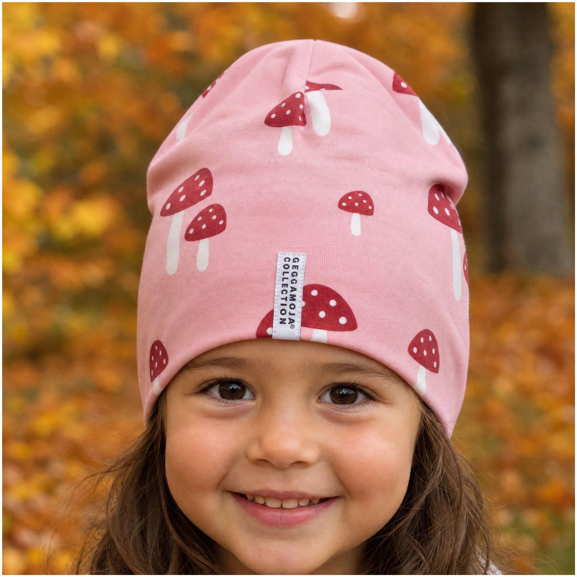 Mössa Fleecefodrad Bambu Pink Mushroom