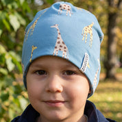 Mössa Fleecefodrad Bambu Blue Giraffe