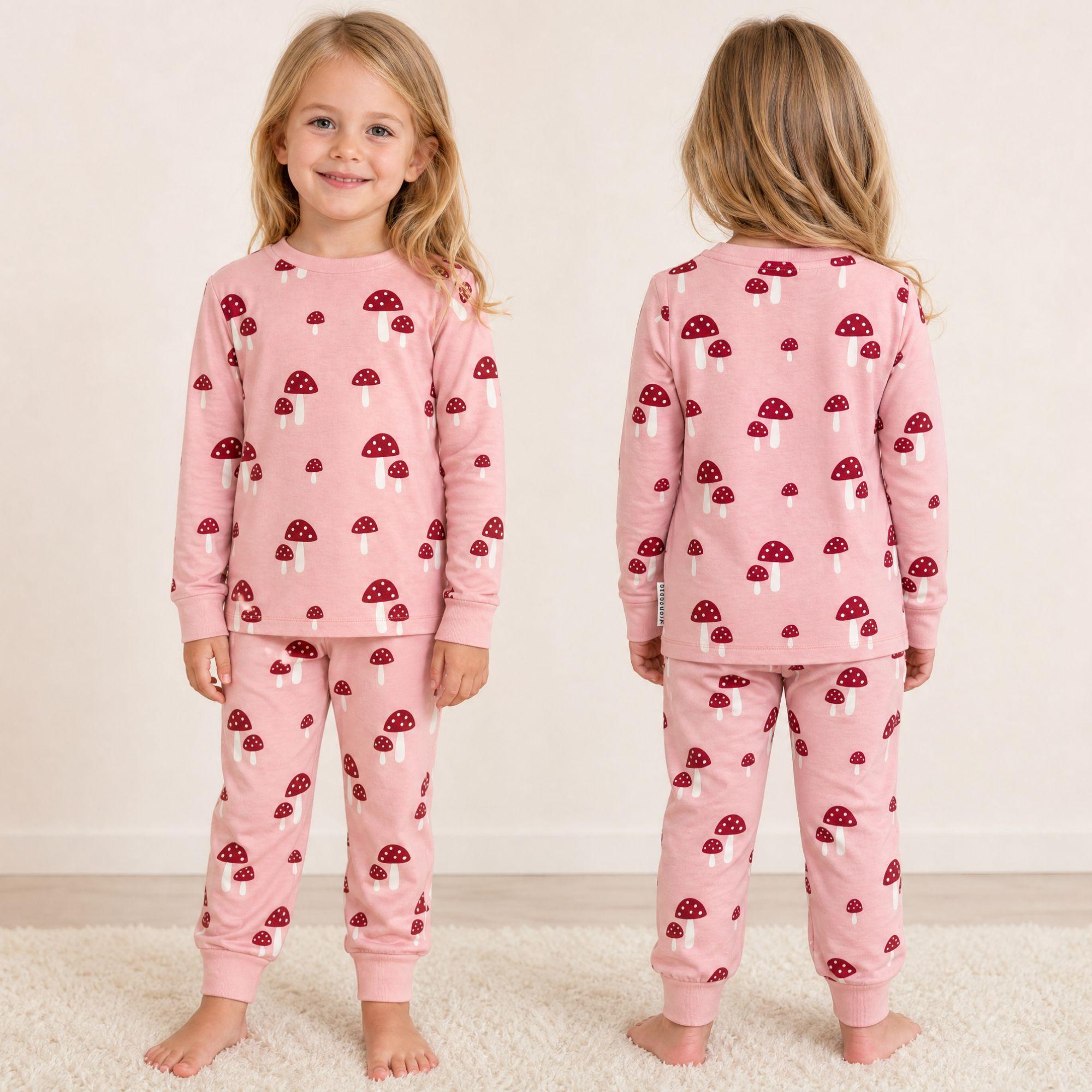 Pyjamas Tvådelad Bambu Pink Mushroom