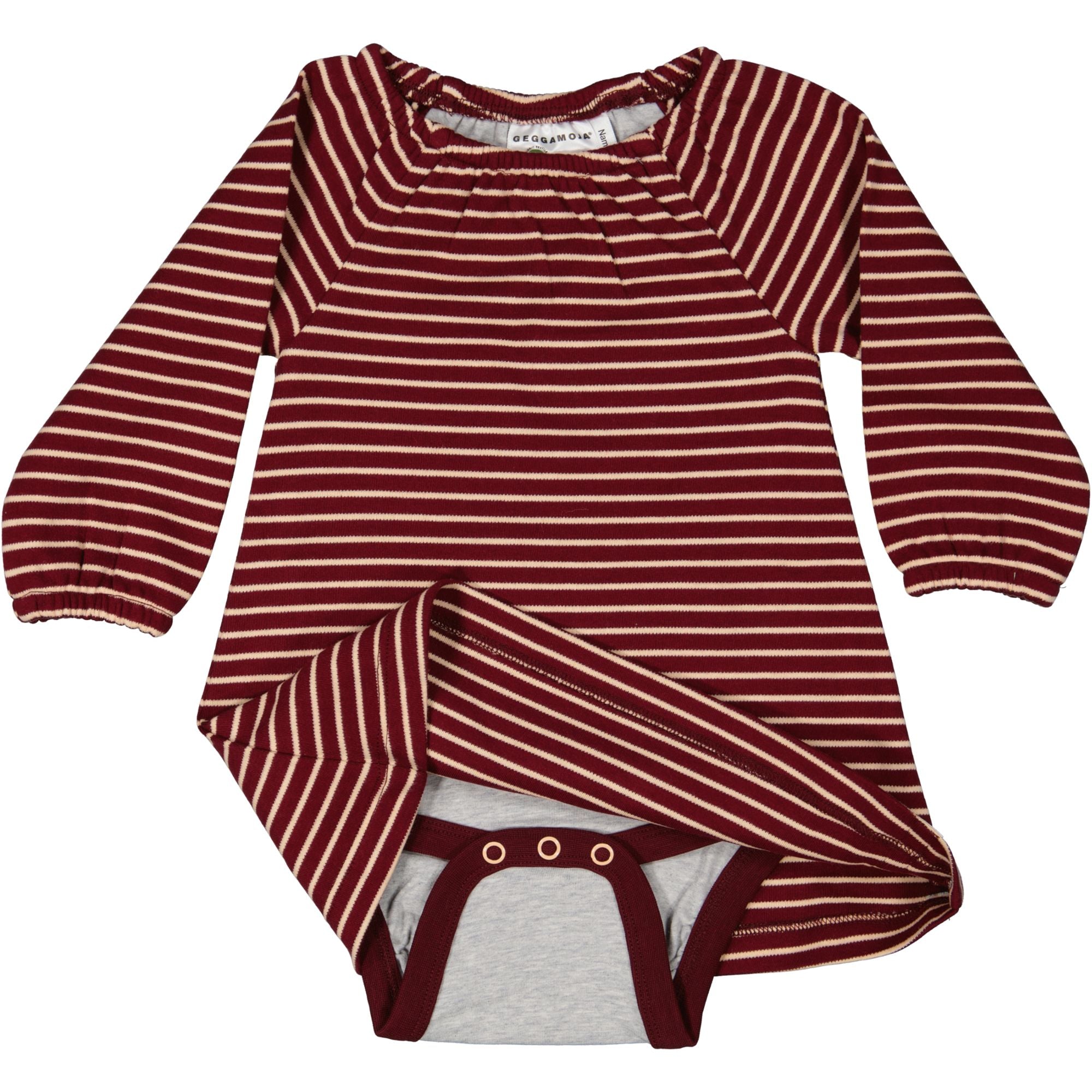 Singoallakjole vinrød og fersken