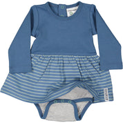 Cotton bodysuit dress Blue/green