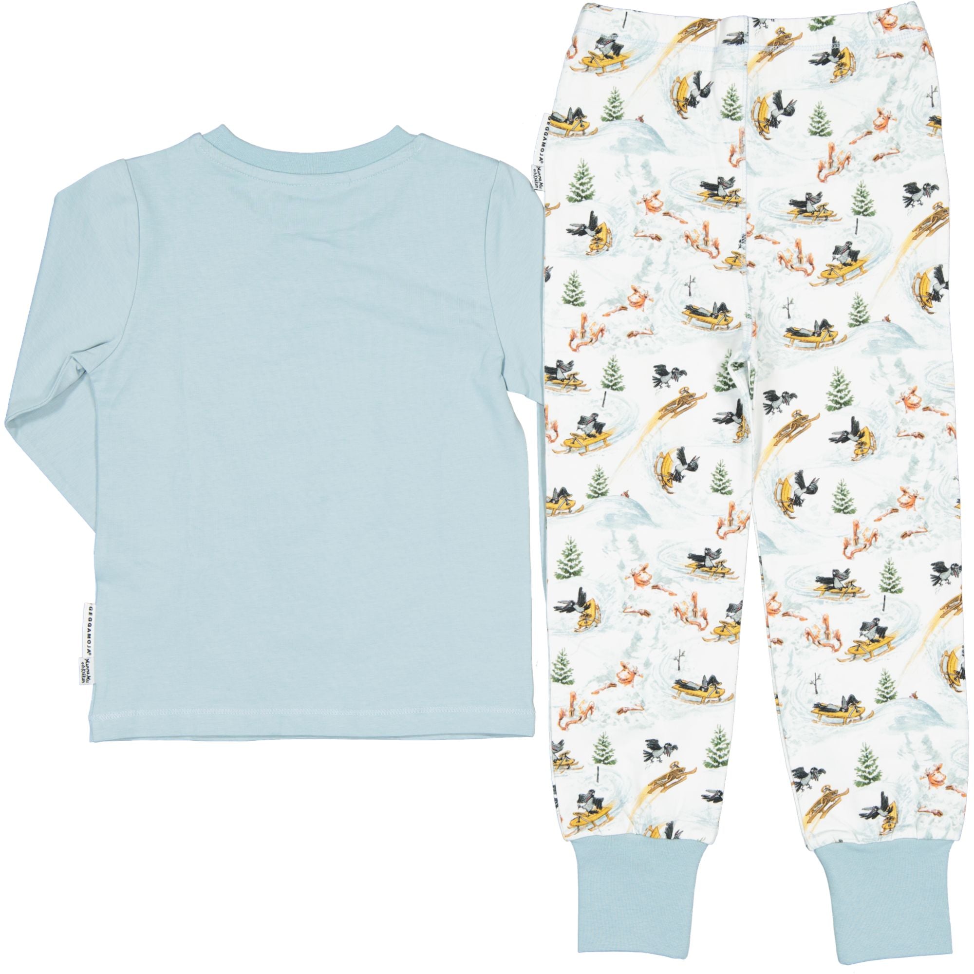 Pyjamas tvådelad Mamma Mu och Kråkan Vit/blå