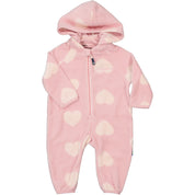 Fleece Suit Hearts Pink