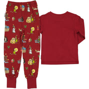 Pyjamas tvådelad Pettson och Findus Röd