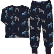 Pyjamas tvådelad Bambu Dalahäst Navy