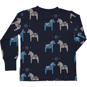 Grandpa Sweater Bamboo Dala Horse Navy