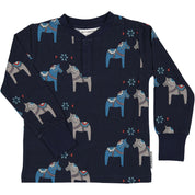 Grandpa Sweater Bamboo Dala Horse Navy
