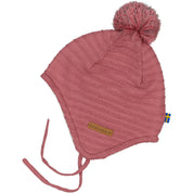 Strikket hjelmhette rosa