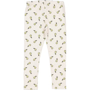 Beige leggings i bambu-trikå med päronmönster och justerbar midja från Geggamoja.