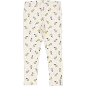 Beige leggings i mjuk bambu med päronmönster och justerbar resår i midjan.