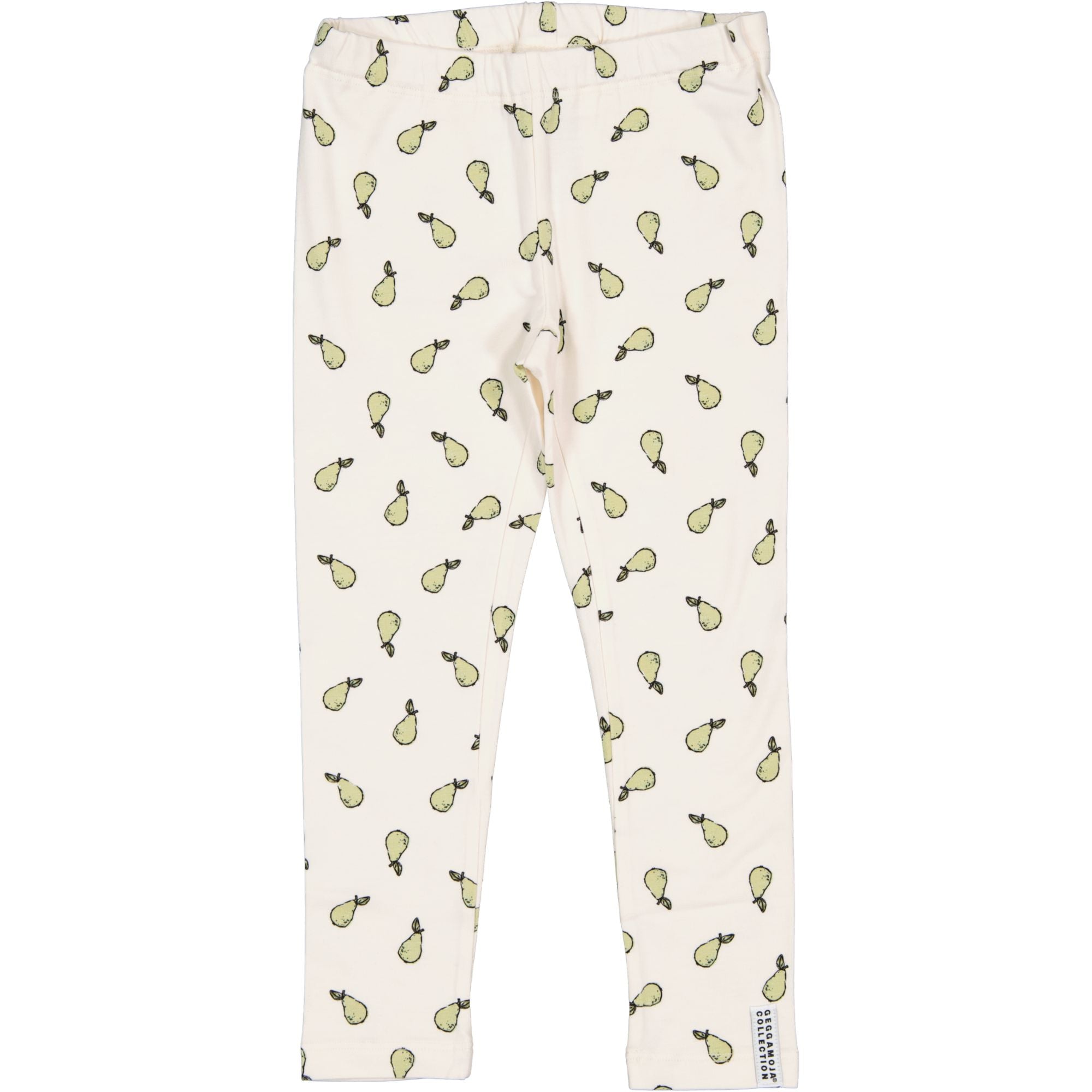 Beige leggings i mjuk bambu med päronmönster och justerbar resår i midjan.