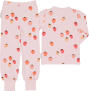 To-delt pysjamas i bambus Jordbær