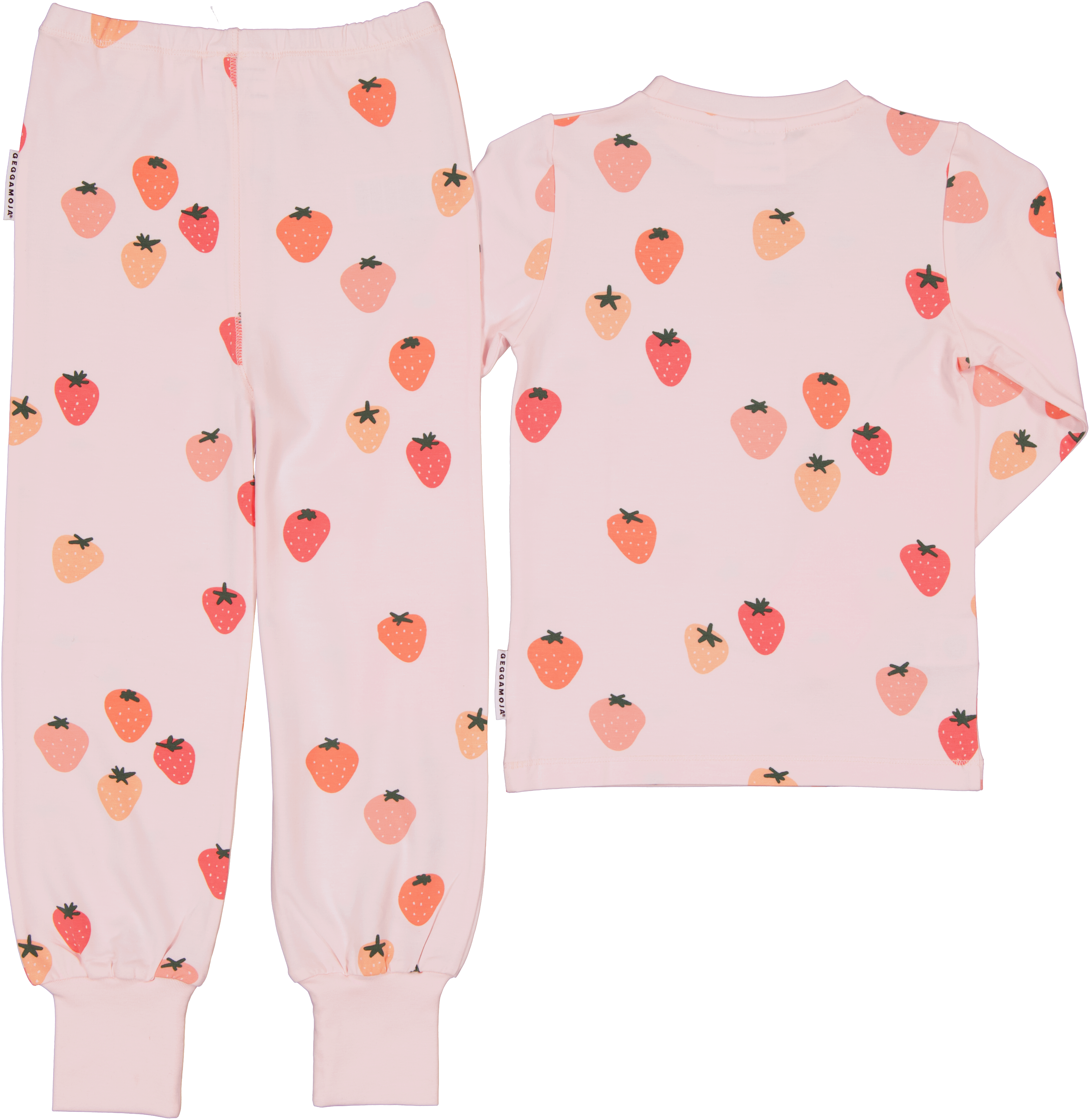 To-delt pysjamas i bambus Jordbær