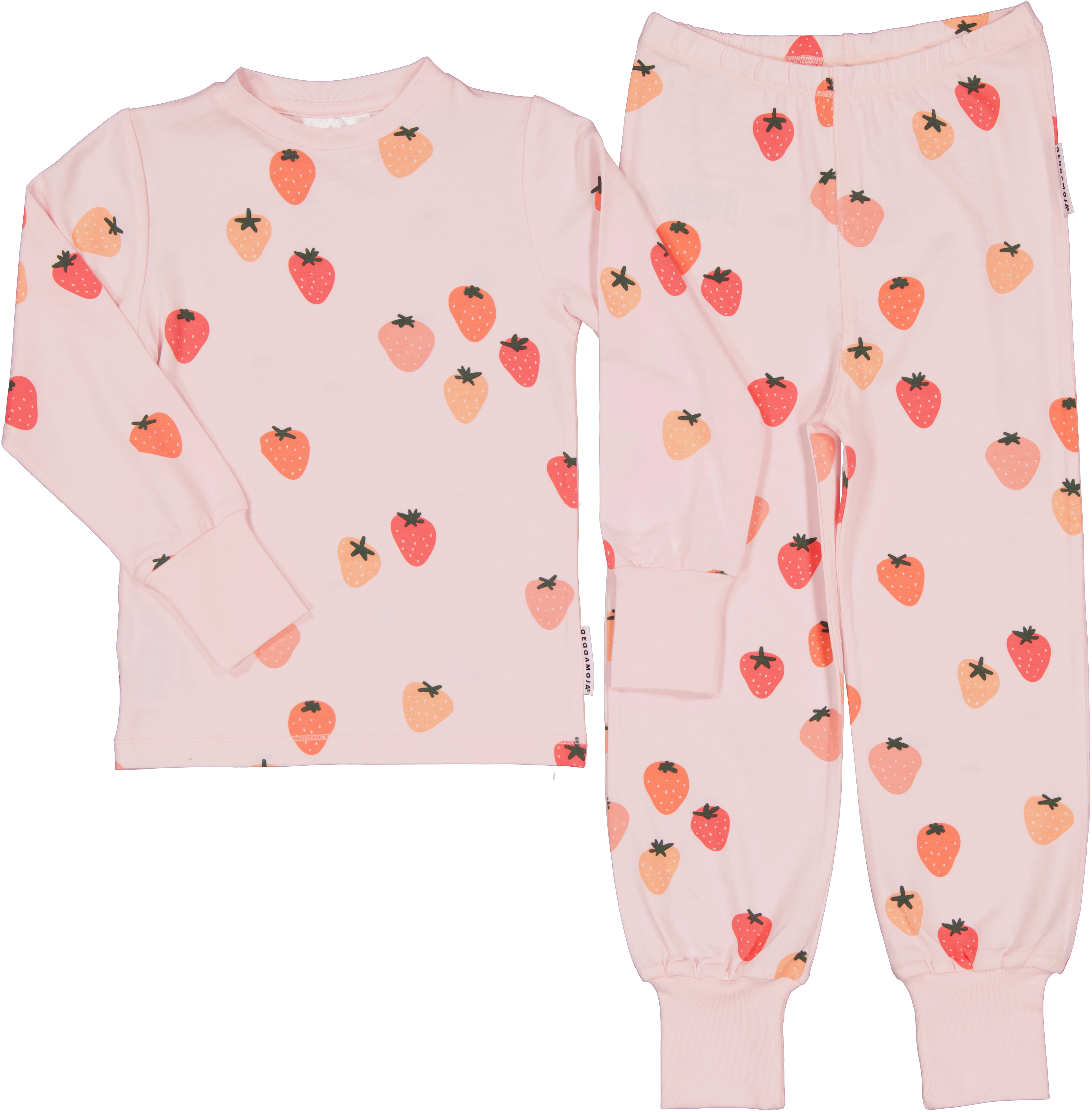 To-delt pysjamas i bambus Jordbær