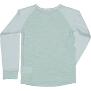 Grüne Unterwäsche-Langarmshirt aus weicher Merinowolle von hinten gesehen von Geggamoja.