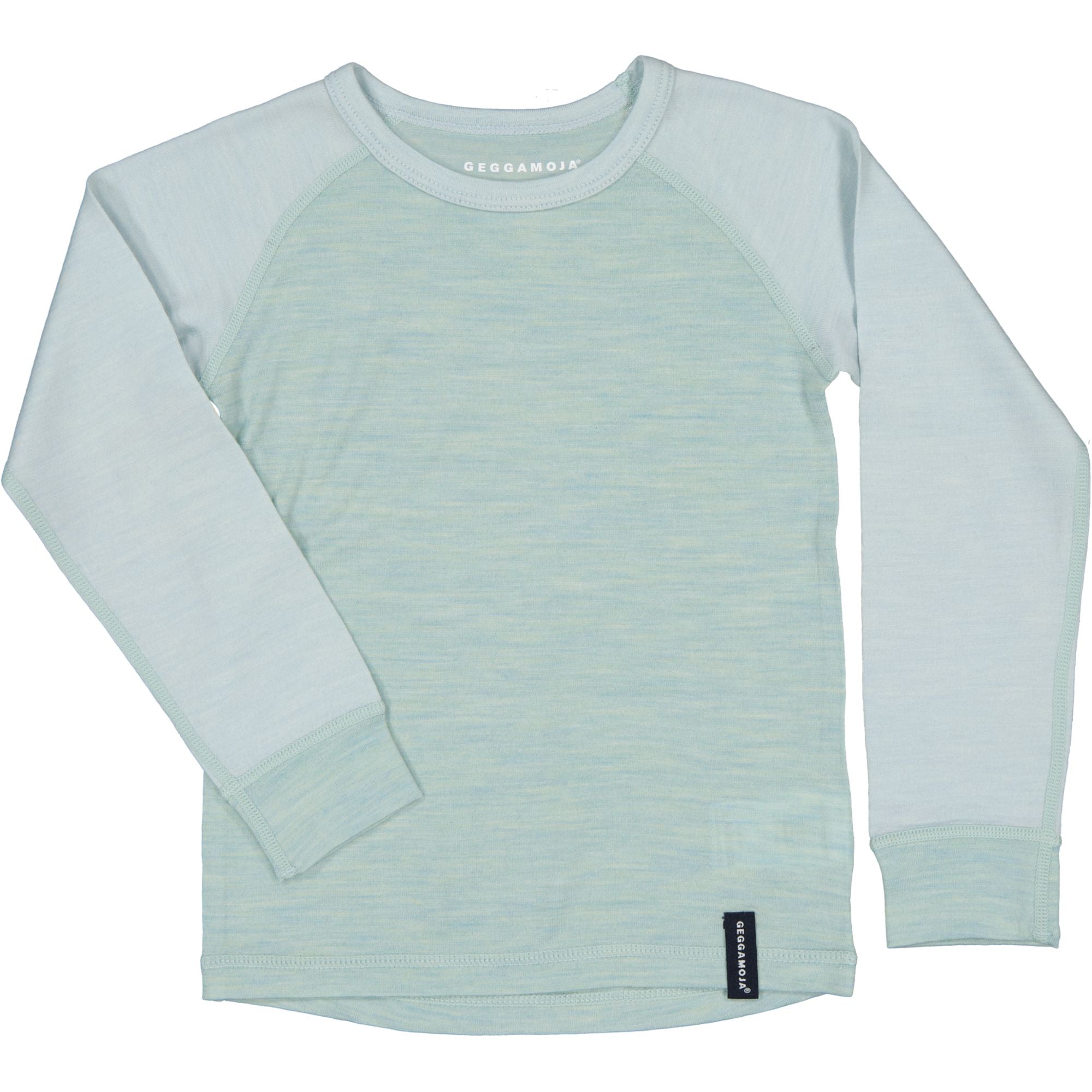 Grüne Unterwäsche-Langarmshirt aus weicher Merinowolle mit langen Ärmeln und Bündchen von Geggamoja.