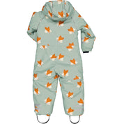 Frostgrüner Winteroverall Unitoddler mit Fuchsmuster von hinten von Geggamoja.