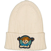 Stickad Mössa Pippi Långstrump Beige