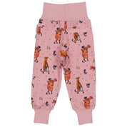 Rosa Babyhose aus Bio-Baumwolle mit Mama mu und Krähe-Muster, Rückansicht von Geggamoja.