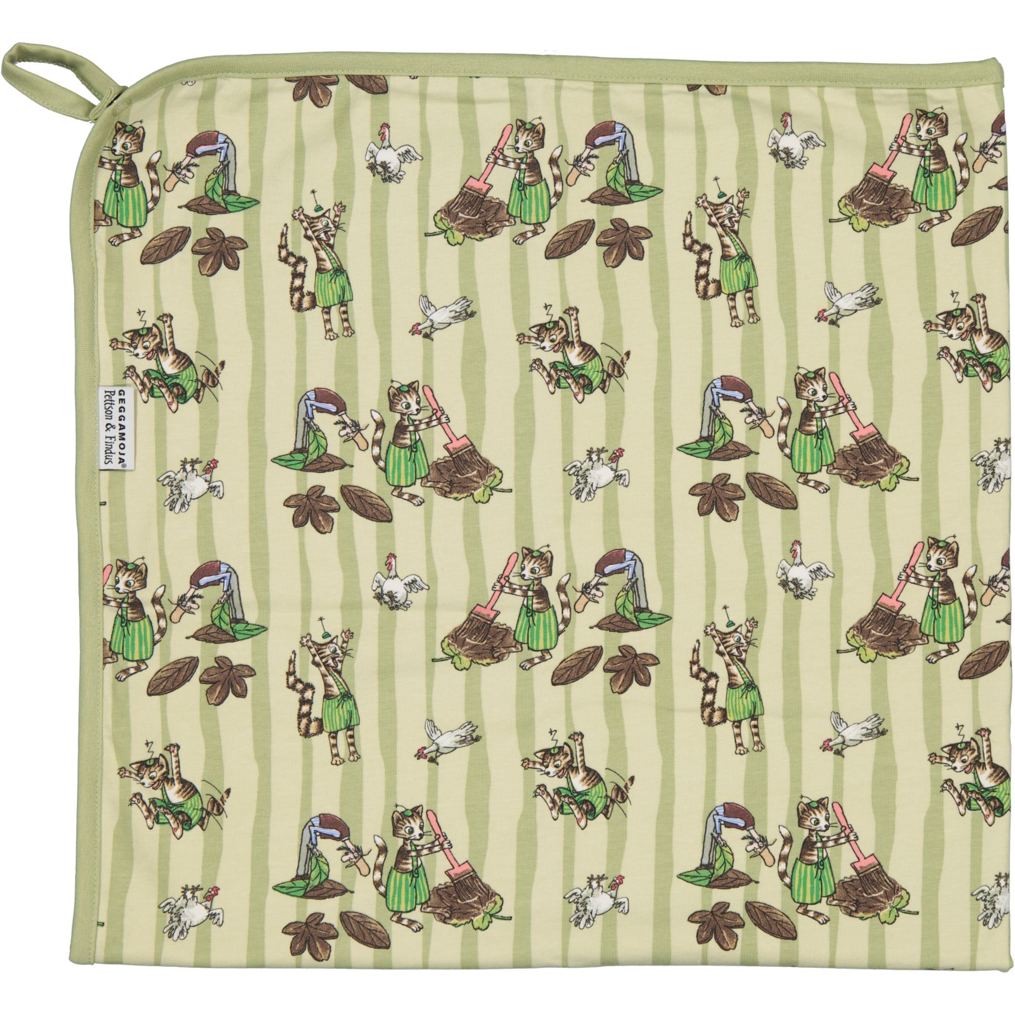 Babyfilt Pettson och Findus Green stripe