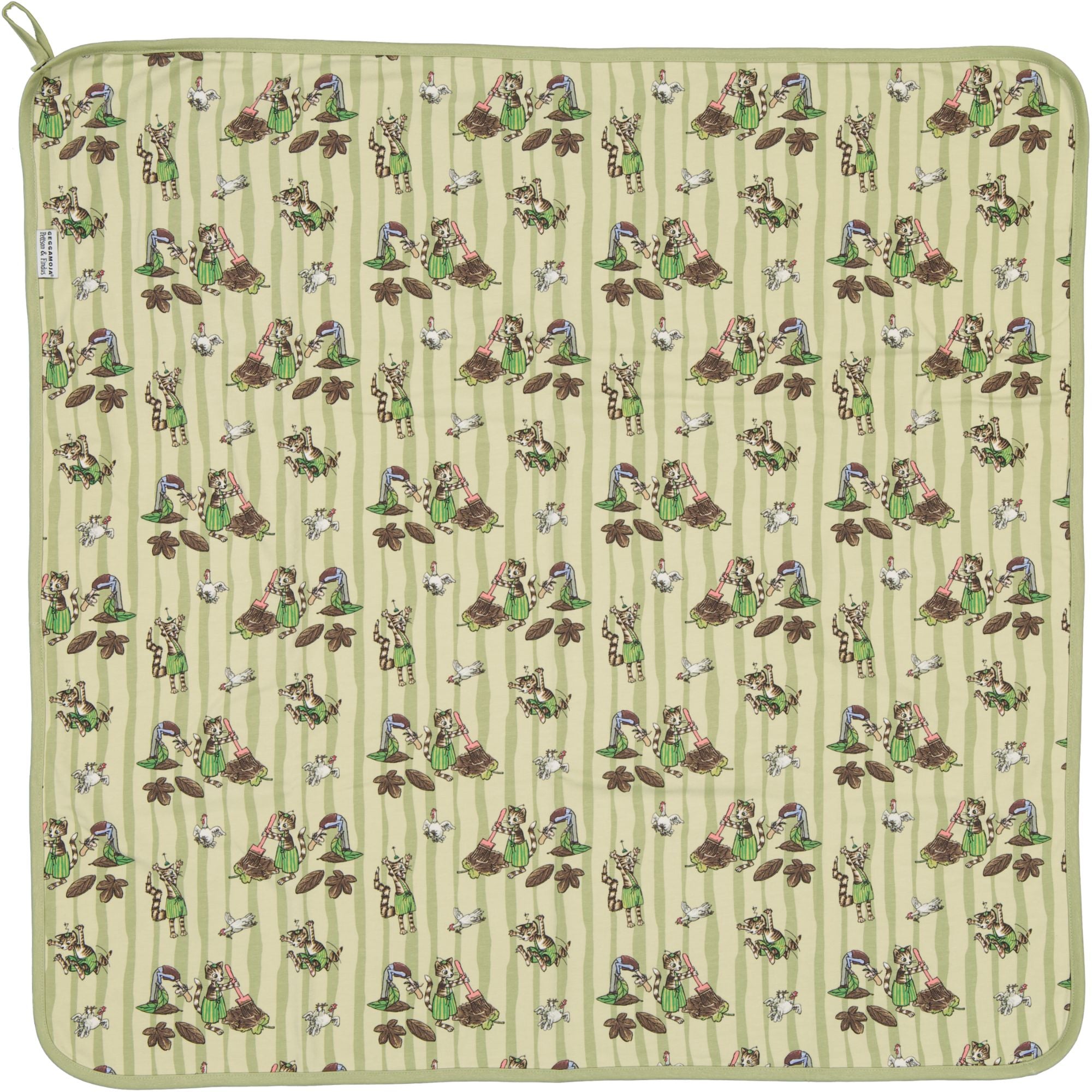 Babyfilt Pettson och Findus Green stripe