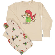 Zweiteiliger Weihnachtsschlafanzug Pettersson und Findus Beige