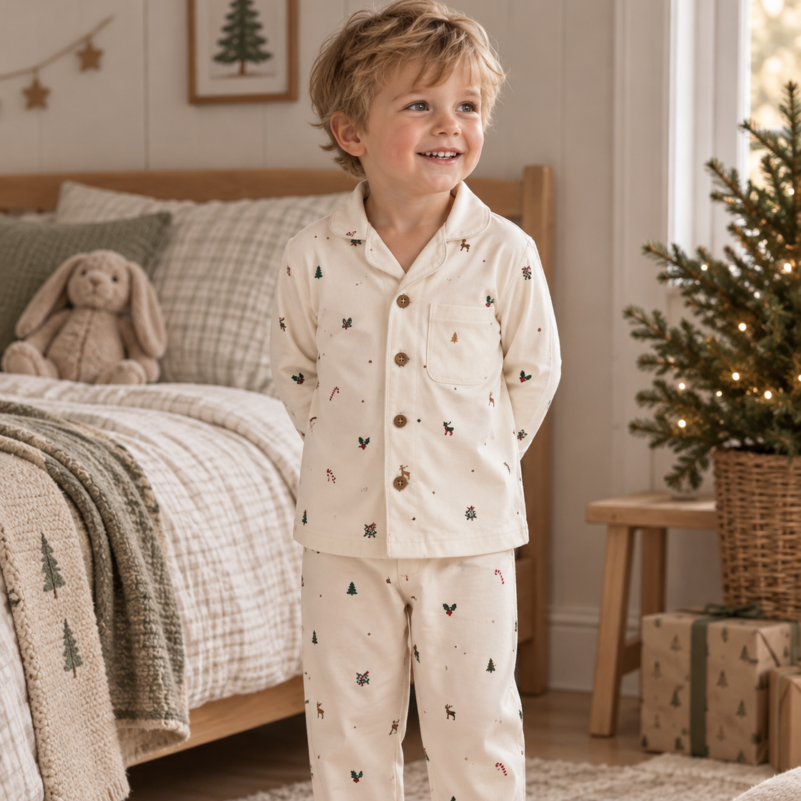 Pyjamas Tvådelad Holiday Icons Beige
