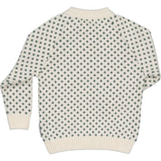 Stickad tröja Offwhite/green