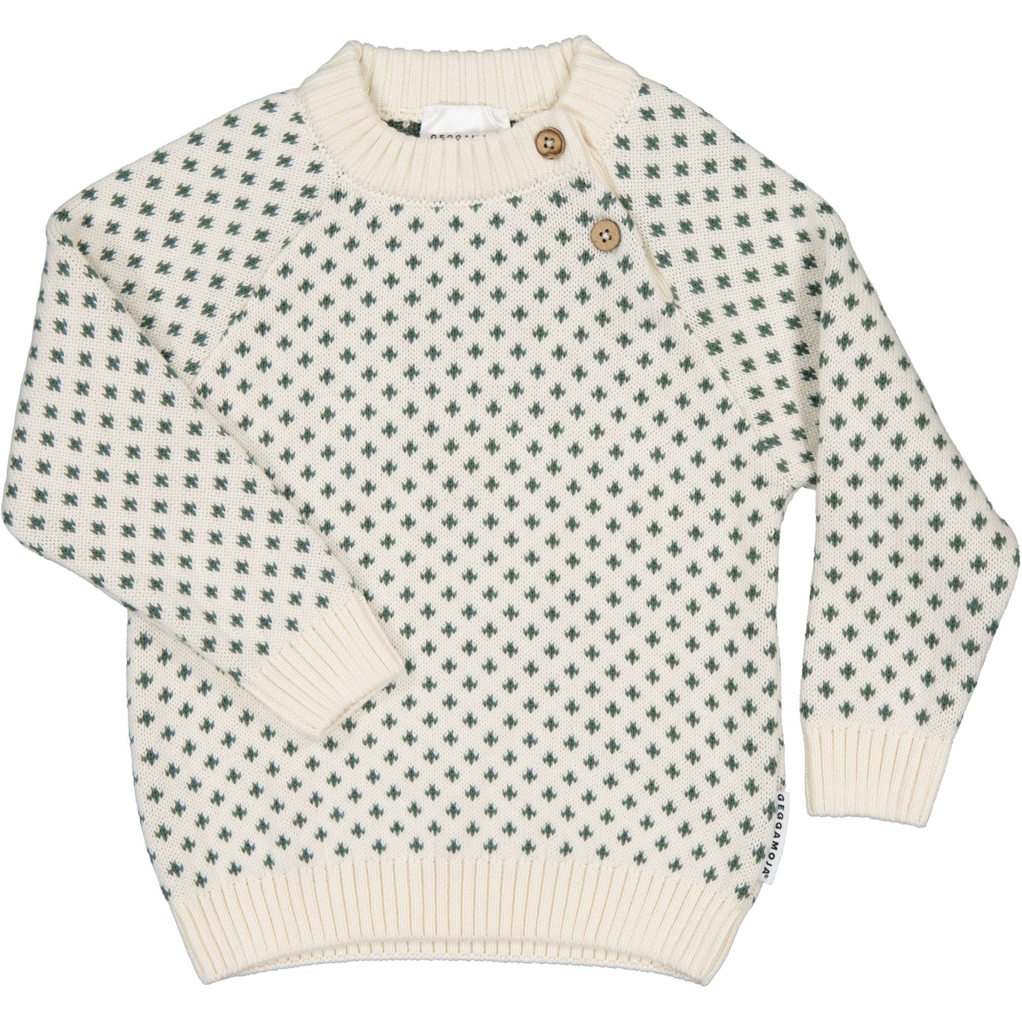 Stickad tröja Offwhite/green