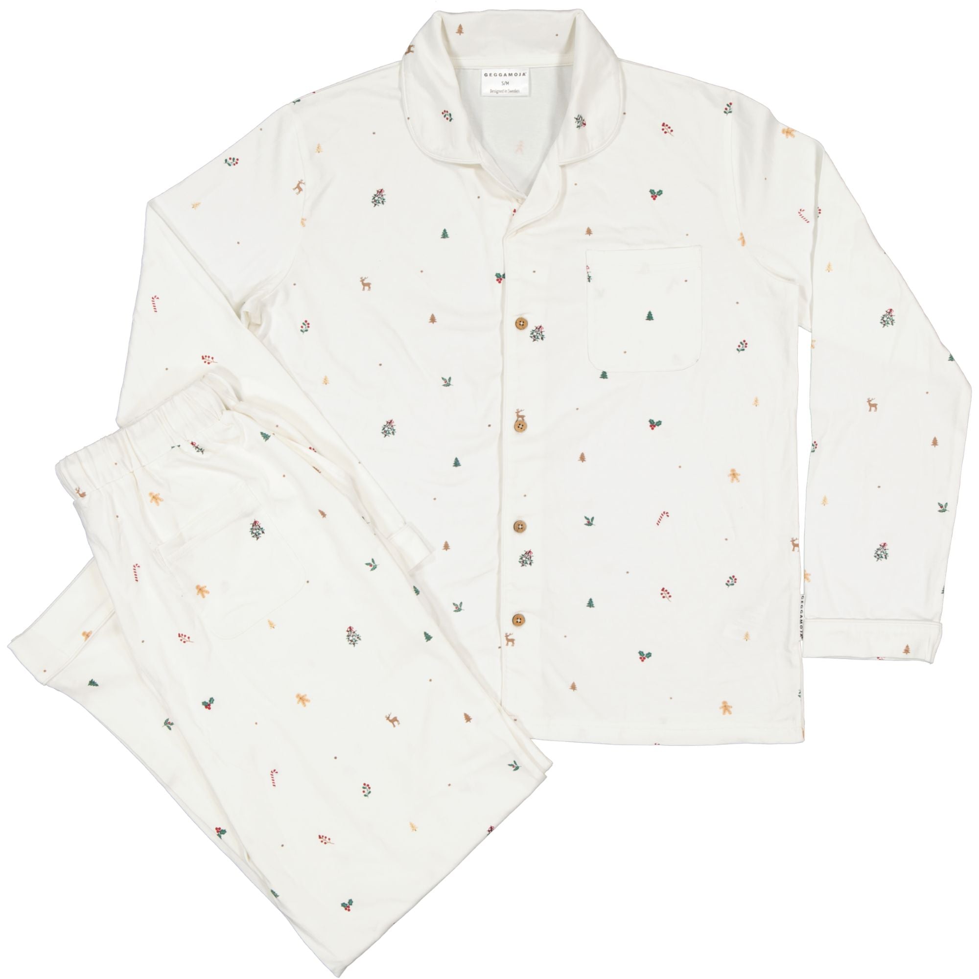 Pyjamas Vuxen Tvådelad Holiday Icons Beige
