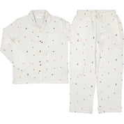 Pyjamas Vuxen Tvådelad Holiday Icons Beige