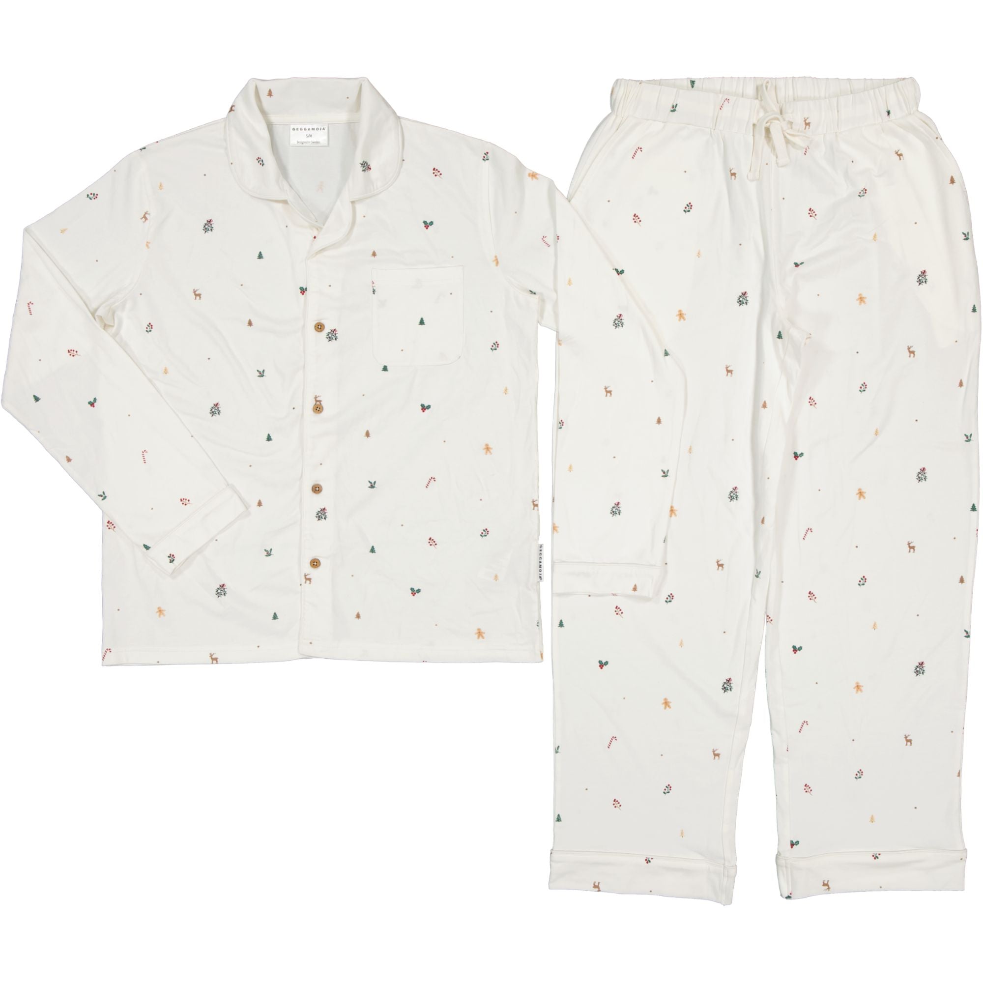 Pyjamas Vuxen Tvådelad Holiday Icons Beige