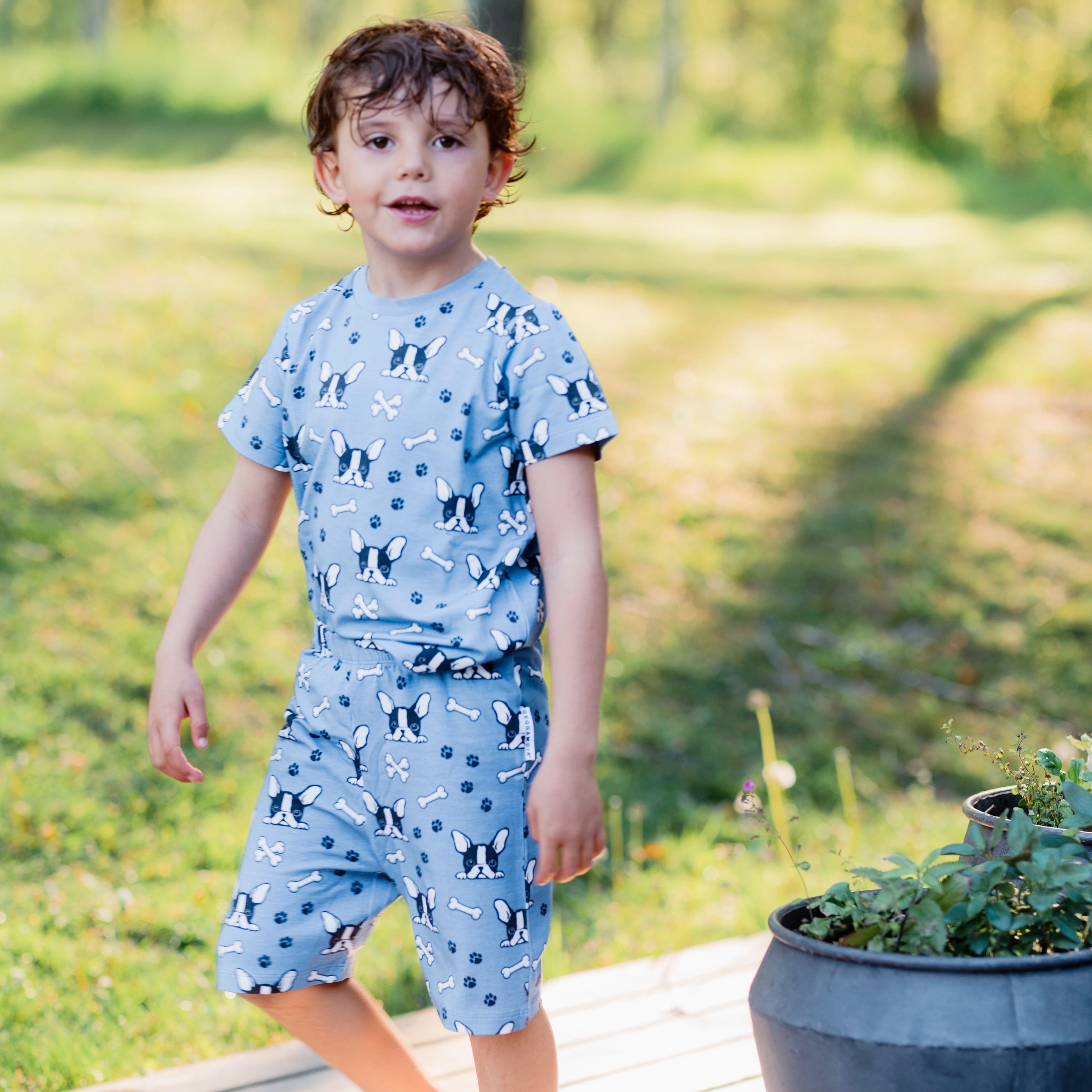 Pyjamas-set Bambu Bulldog Blå